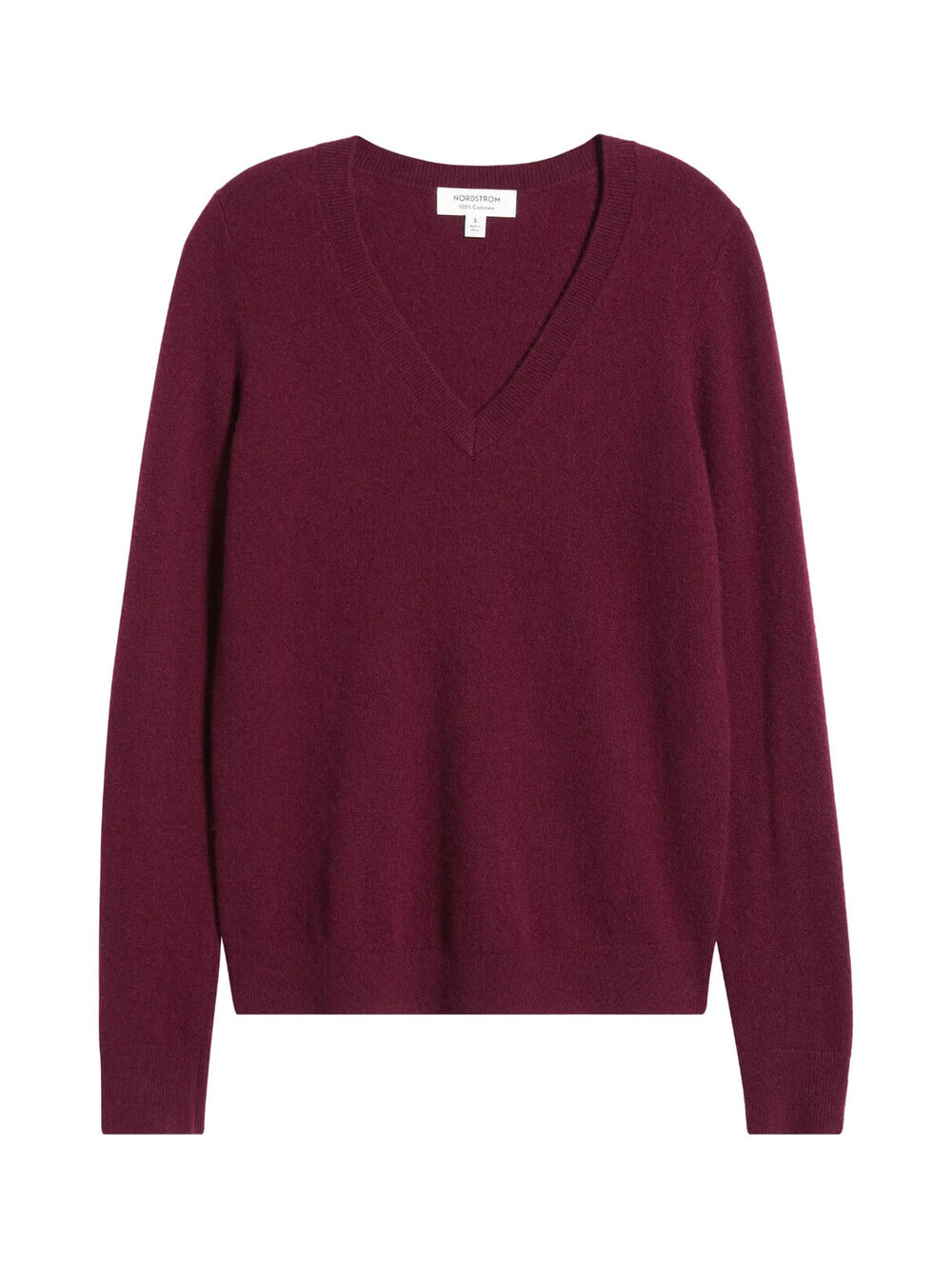 NEW, Nordstrom V-Neck Cashmere Sweater in Burgundy Field Sz M #S7719